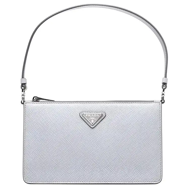 PRADA Leather Handbag, Shoulder Bag Regular Women's Gray