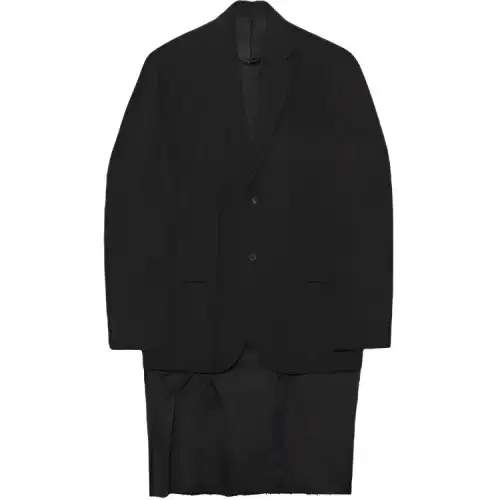 Balenciaga Long Sleeved Dresses Women's Black Suit Collar Moderate Mid Length