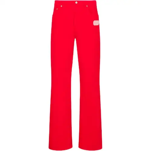 DIOR Jeans Men's Red Moderate Flared Pants