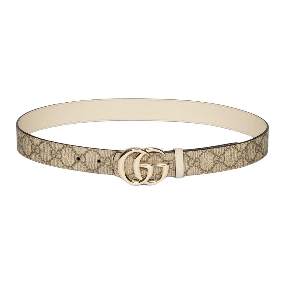Женский ремень Gucci GG Marmont (коричнево-бежевый)