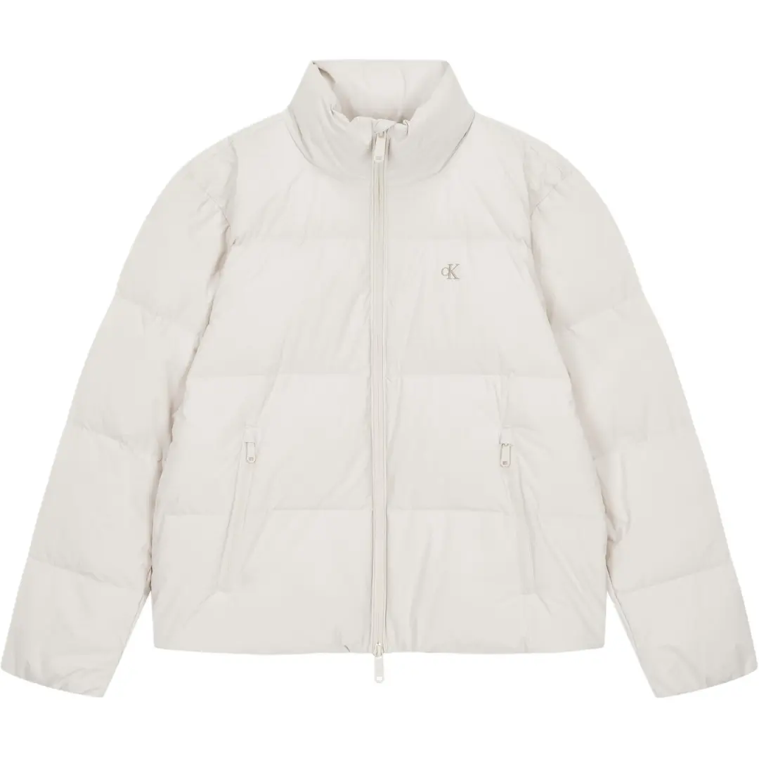 Calvin Klein Down Jackets Men's Pink Chalk White Stand Collar Moderate
