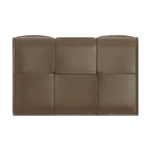 Bottega Veneta Sheepskin Card Holder Women's Taupe Gray