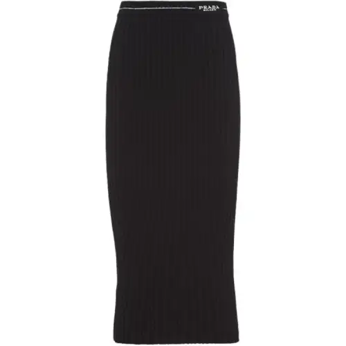 PRADA SS22 Casual Long Skirt Women's Black