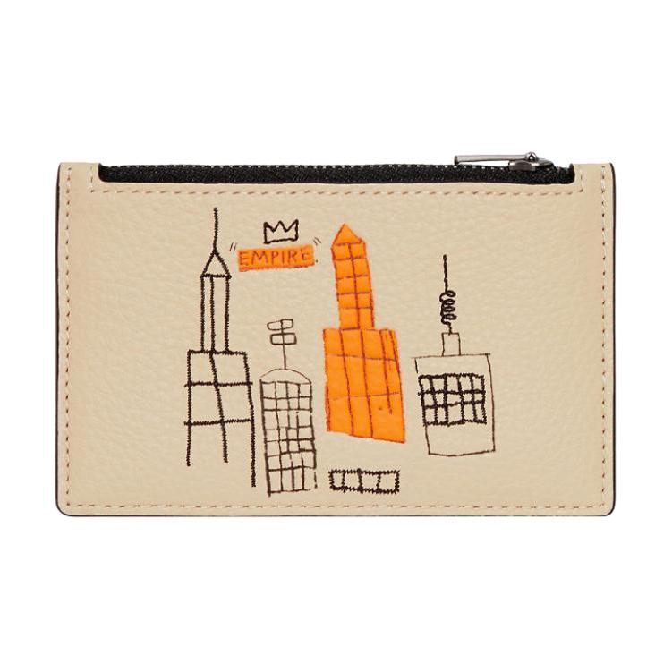 COACH Coach x Jean-Michel Basquiat/Jean-MichelBasquiat Joint Card Case 13 Classic Graffiti Print Coin Purse Coated Canvas and Leather Card Case Men's Off-White