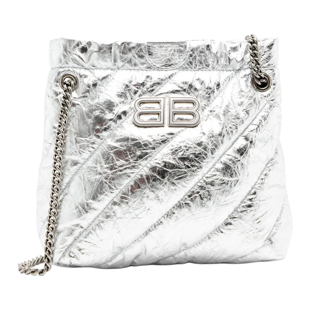 Женская сумка Balenciaga Crush (серебристая)
