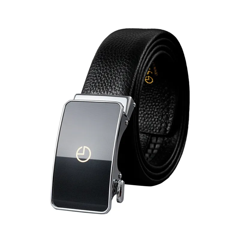 GOLDLION Leather Belts Men's Black Width 3.5cm