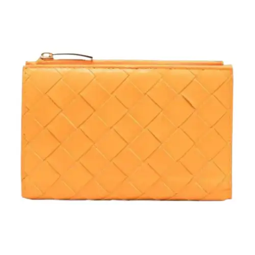 Bottega Veneta Lambskin Calfskin Wallet Women's Orange