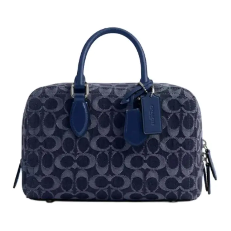 COACH Bowery Denim With Calfskin Shoulder Bag, Crossbody Bag, Handbag Medium Women's Dark Blue