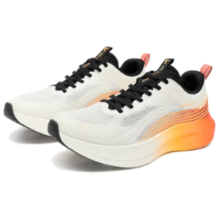 QIAODAN Cushioning Breathable Lightweight Low top Casual Running Shoes Men’s Ivory White Lively Orange