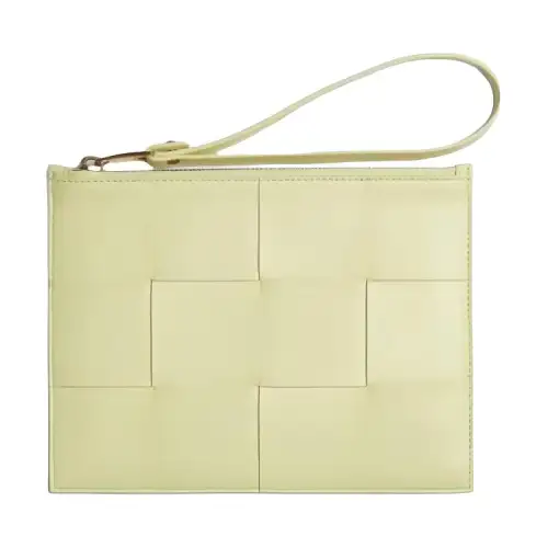 Bottega Veneta Lambskin With Lambskin Clutch Wallet Medium Women's Lemon