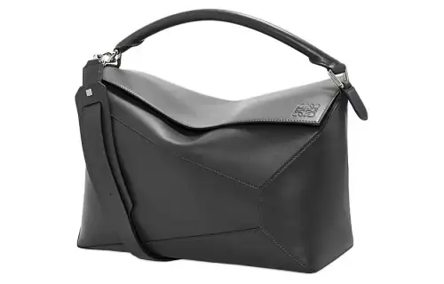 LOEWE Puzzle Shiny Cow Leather Shoulder Bag, Crossbody Bag, Handbag Men's Black