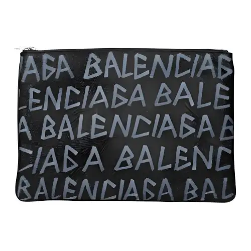 Balenciaga Leather Clutch Medium Unisex Black
