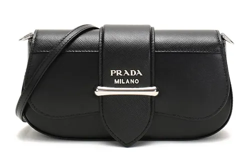 PRADA Saffiano Cow Leather Crossbody Bag, Shoulder Bag Mini Women's Black