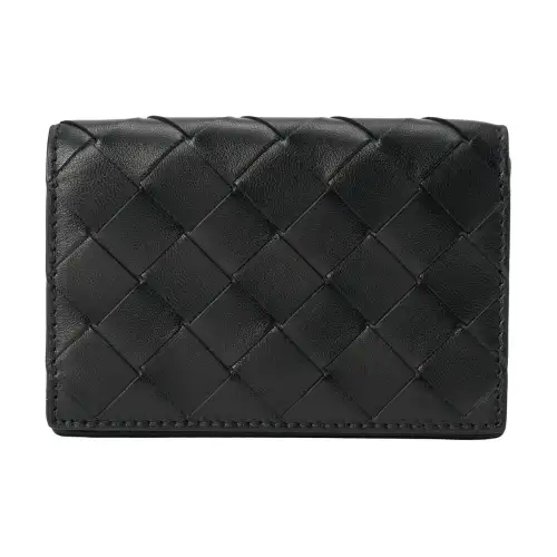 Bottega Veneta Minimalist Fashion Sheepskin With Calfskin Card Holder Men's Black