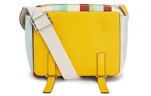 LOEWE Military Calfskin With Canvas Messenger Bag, Shoulder Bag, Crossbody Bag Women's Yellow/Multicolor