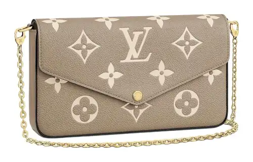 LOUIS VUITTON Women's Felicie Pochette Chain Shoulder Bag Cream Gray