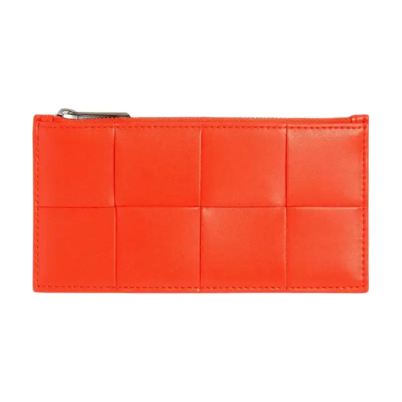 Bottega Veneta Calfskin Card Holder Men's Orange Red