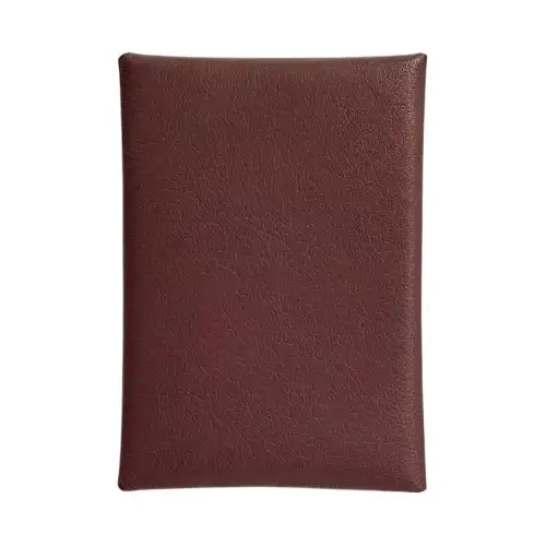HERMES Chamkila Goat Skin Card Holder Mini Women's 0G Rouge Sellier Saddle Red