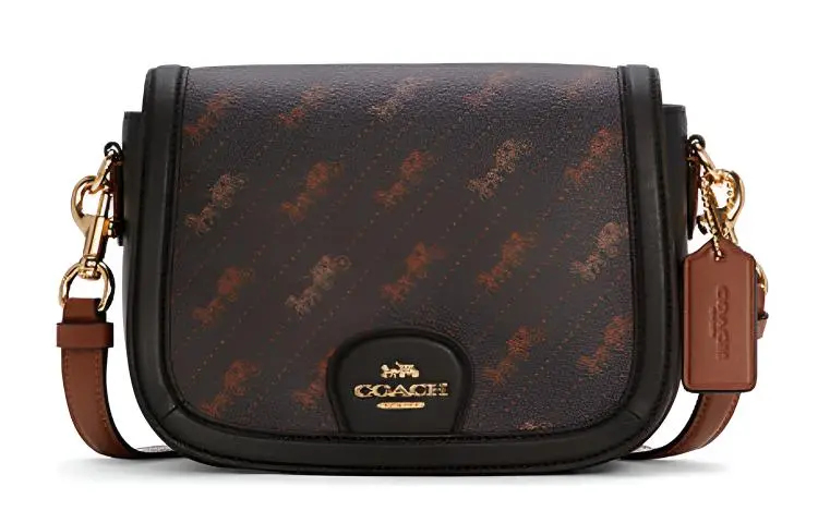 COACH Leather Saddle Bag Shoulder Bags Small Women's Brown Black