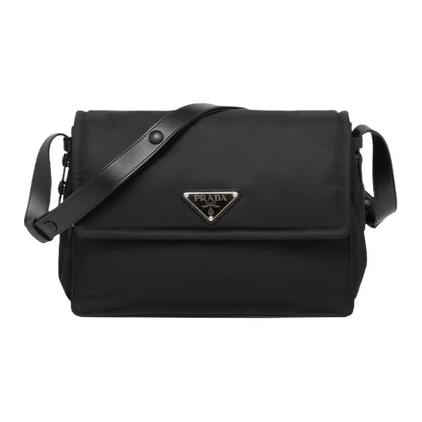PRADA Re Nylon Re Nylon Recycled Nylon With Leather Messenger Bag, Crossbody Bag, Shoulder Bag Medium Women's Black