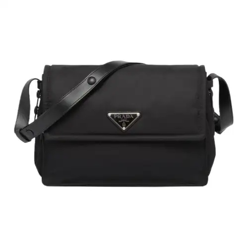 PRADA Re Nylon Re Nylon Recycled Nylon With Leather Messenger Bag, Crossbody Bag, Shoulder Bag Medium Women's Black