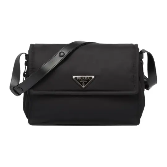 PRADA Re Nylon Re Nylon Recycled Nylon With Leather Messenger Bag, Crossbody Bag, Shoulder Bag Medium Women's Black