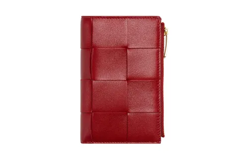 Bottega Veneta Calfskin With Lambskin Wallet Women's Red
