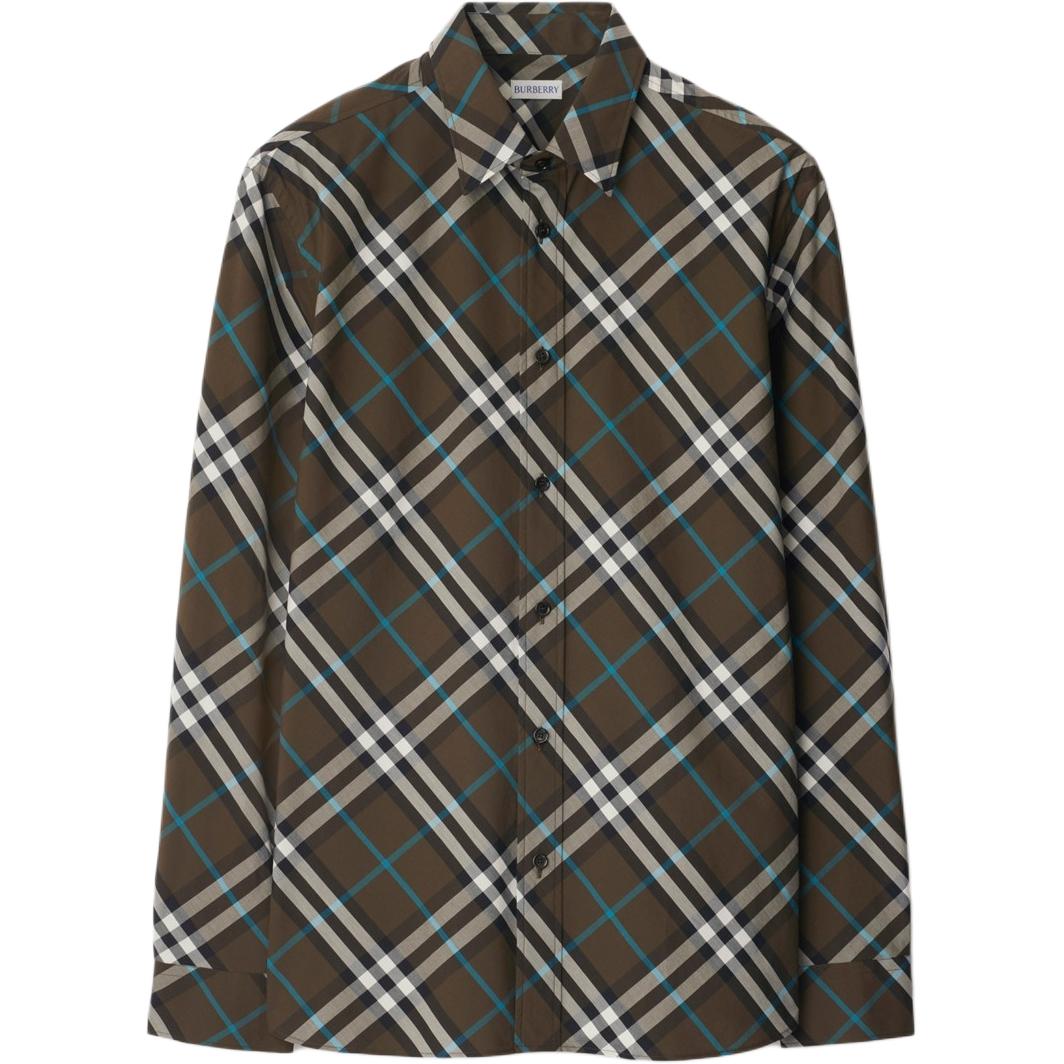 Мужская рубашка Burberry Burberry Check Cotton Shirt (коричневая)