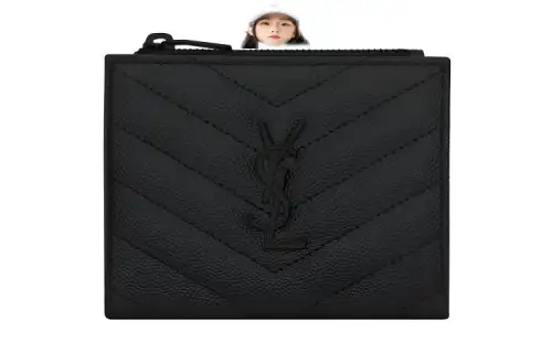 SAINT LAURENT Cow Leather Card Holder Women's Black