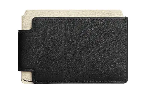 HERMES Mysore Goat Skin Card Holder Unisex Black/Gray White