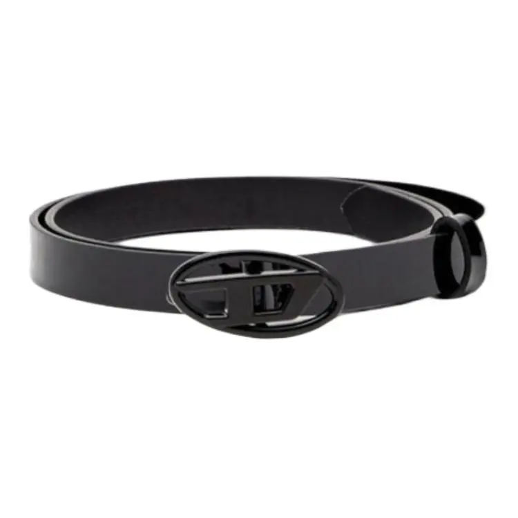 DIESEL Smooth Buckle Leather, Cow Leather Belts Women's Black 1.5cm