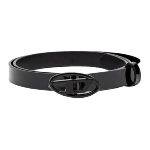 DIESEL Smooth Buckle Leather, Cow Leather Belts Women's Black 1.5cm