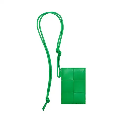Bottega Veneta Lambskin With Cow Leather Business Card Holder Women's Green