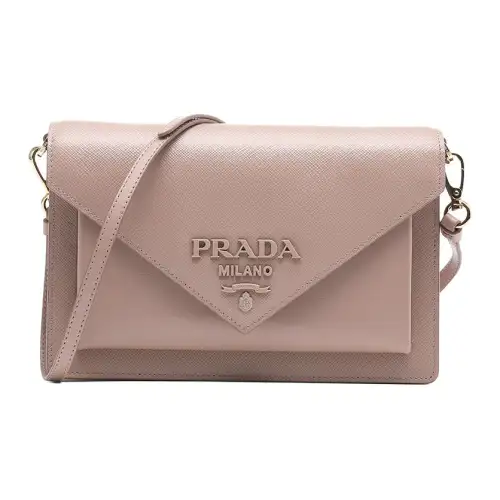 PRADA Saffiano Casual Leather Shoulder Bag Women's Pink