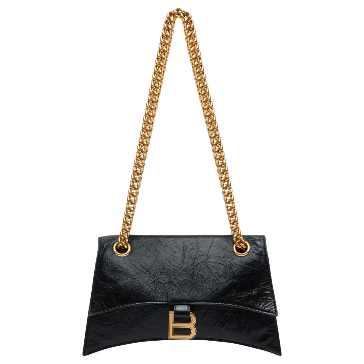 Balenciaga Crush Burnished Cow Leather Crossbody Bags Small Women's Black