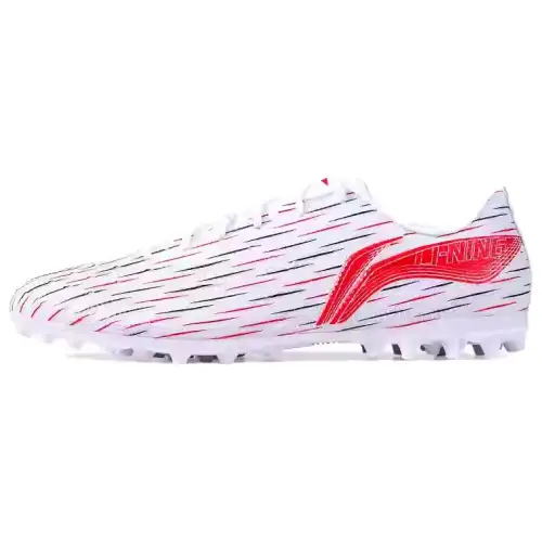 Li Ning MG Multi Ground Artificial Turf Pu Abrasion Resistant Breathable Soccer Shoes Unisex Pink White Red
