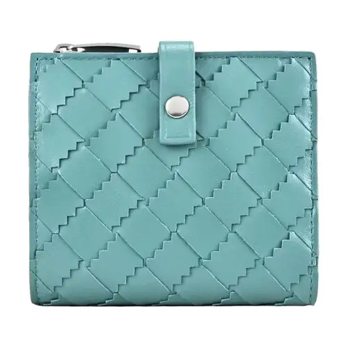 Bottega Veneta Lambskin With Calfskin Wallet Women's Light Blue