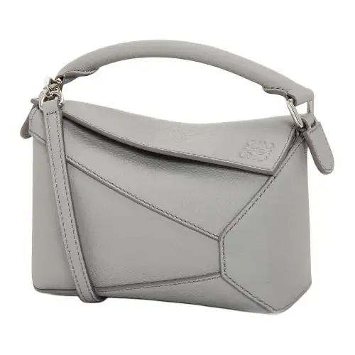 LOEWE Puzzle Soft Grain Cow Leather Shoulder Bag, Crossbody Bag, Handbag Mini Women's Pearl Gray