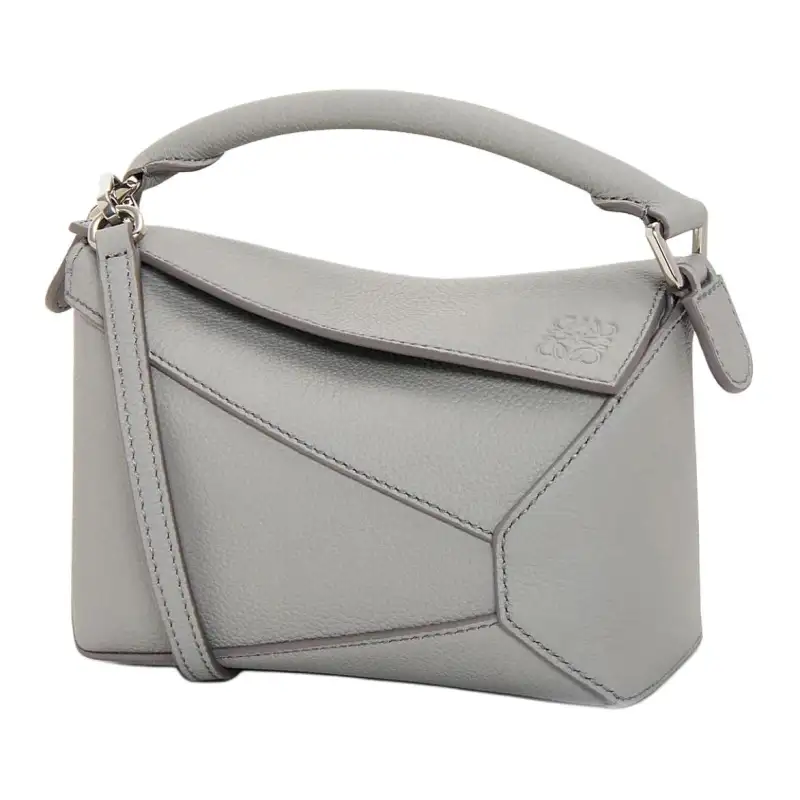 LOEWE Puzzle Soft Grain Cow Leather Shoulder Bag, Crossbody Bag, Handbag Mini Women's Pearl Gray