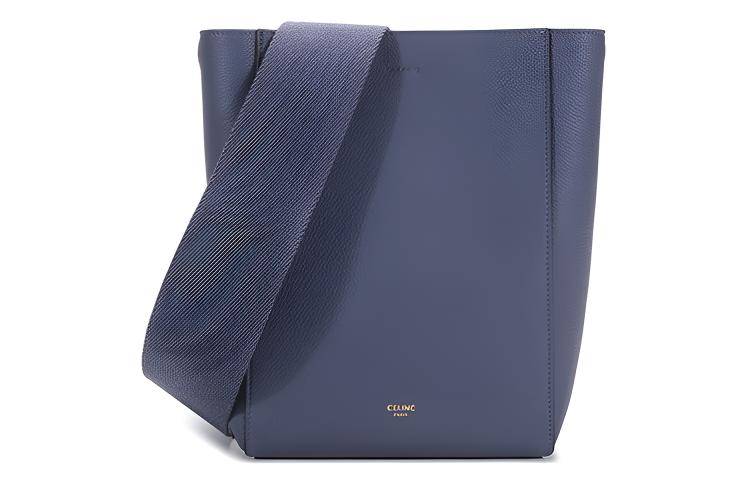 CELINE Sangle Cow Leather Handbag, Shoulder Bag Women's Blue Purple