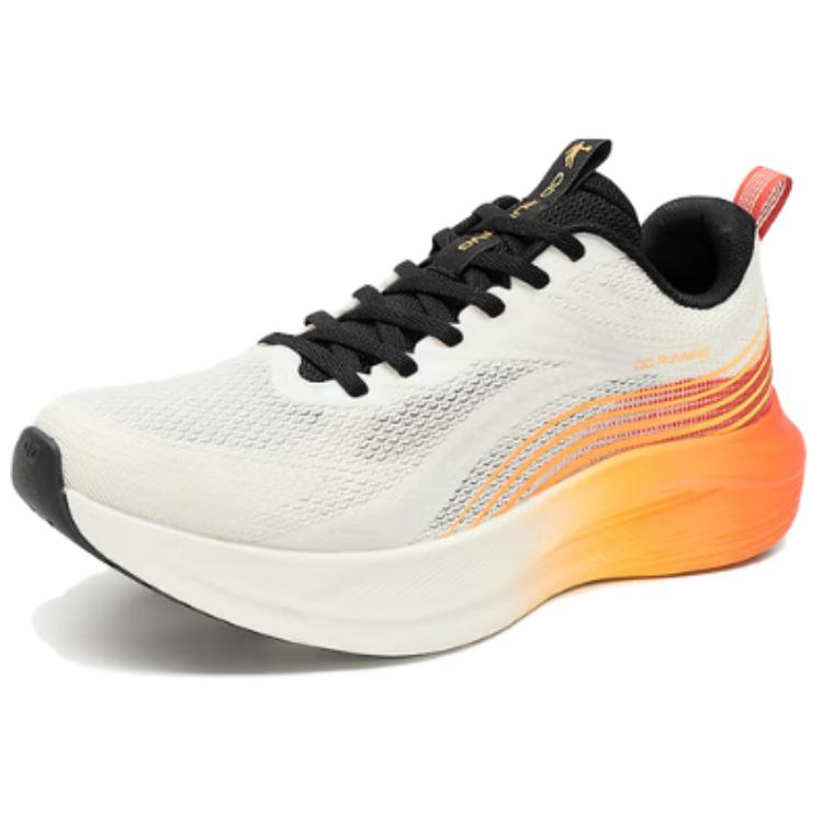 QIAODAN Cushioning Breathable Lightweight Low top Casual Running Shoes Men’s Ivory White Lively Orange