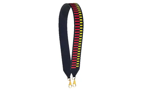 HERMES Tressage Epsom Leather Bag Straps Women's Black Yellow Red