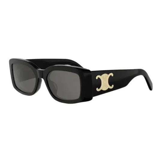 CELINE Plate Frame Rectangular Sunglasses Women's Black/Gold