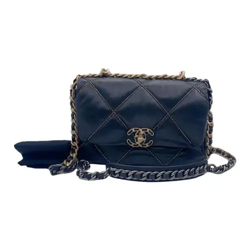 CHANEL 19Bag Sheepskin Flap Bag, Crossbody Bag, Shoulder Bag Small Women's Black