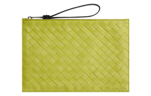 Bottega Veneta Cow Leather Clutch Large Men's Kiwi Green/Field Green