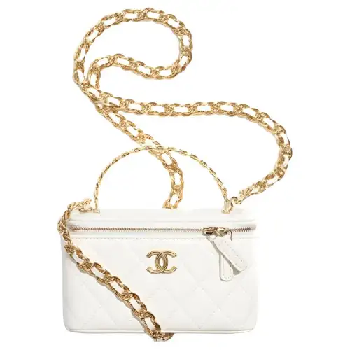 CHANEL Lambskin Portable One Shoulder Crossbody Clutch Regular Women's White