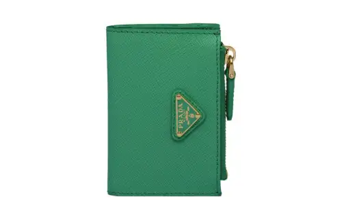 PRADA Leather Card Holder Card Holder Women's Green