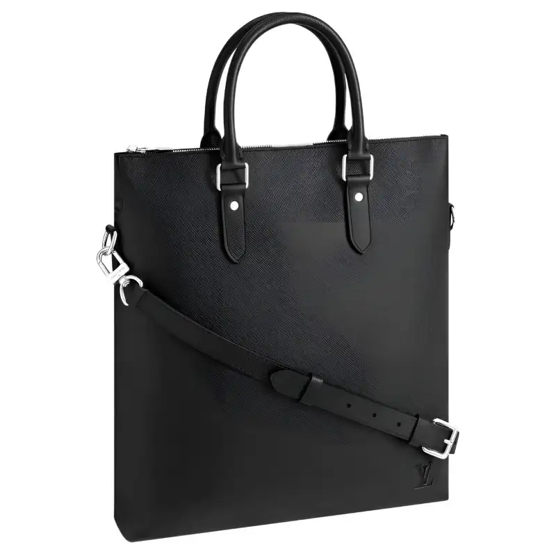 LOUIS VUITTON Leather Shoulder Bag, Crossbody Bag, Handbag Men's Black