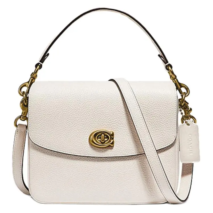 COACH Cassie Pebbled Leather Messenger Bag, Shoulder Bag, Crossbody Bag, Handbag Small Women's White