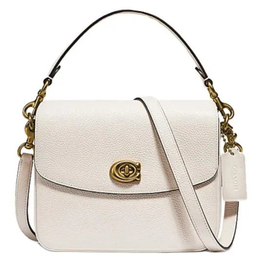 COACH Cassie Pebbled Leather Messenger Bag, Handbag, Shoulder Bag, Crossbody Bag Small Women's White